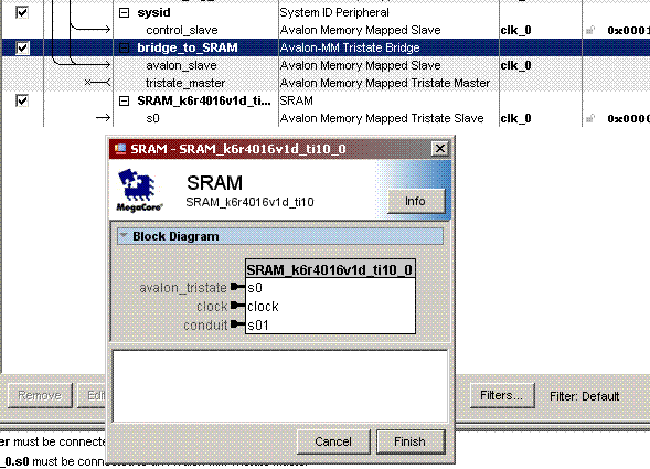 Add IP SRAM to SOPC system